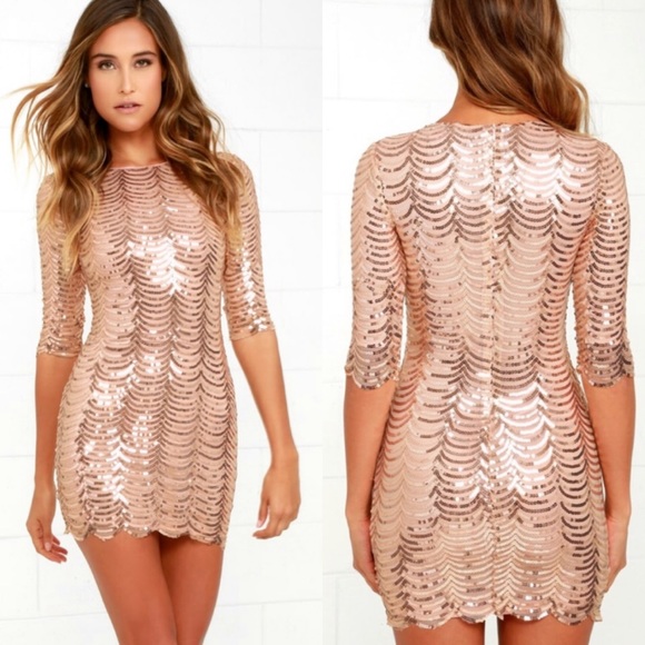Lulus Dresses & Skirts - Lulu’s Rose Gold Sequin Dress